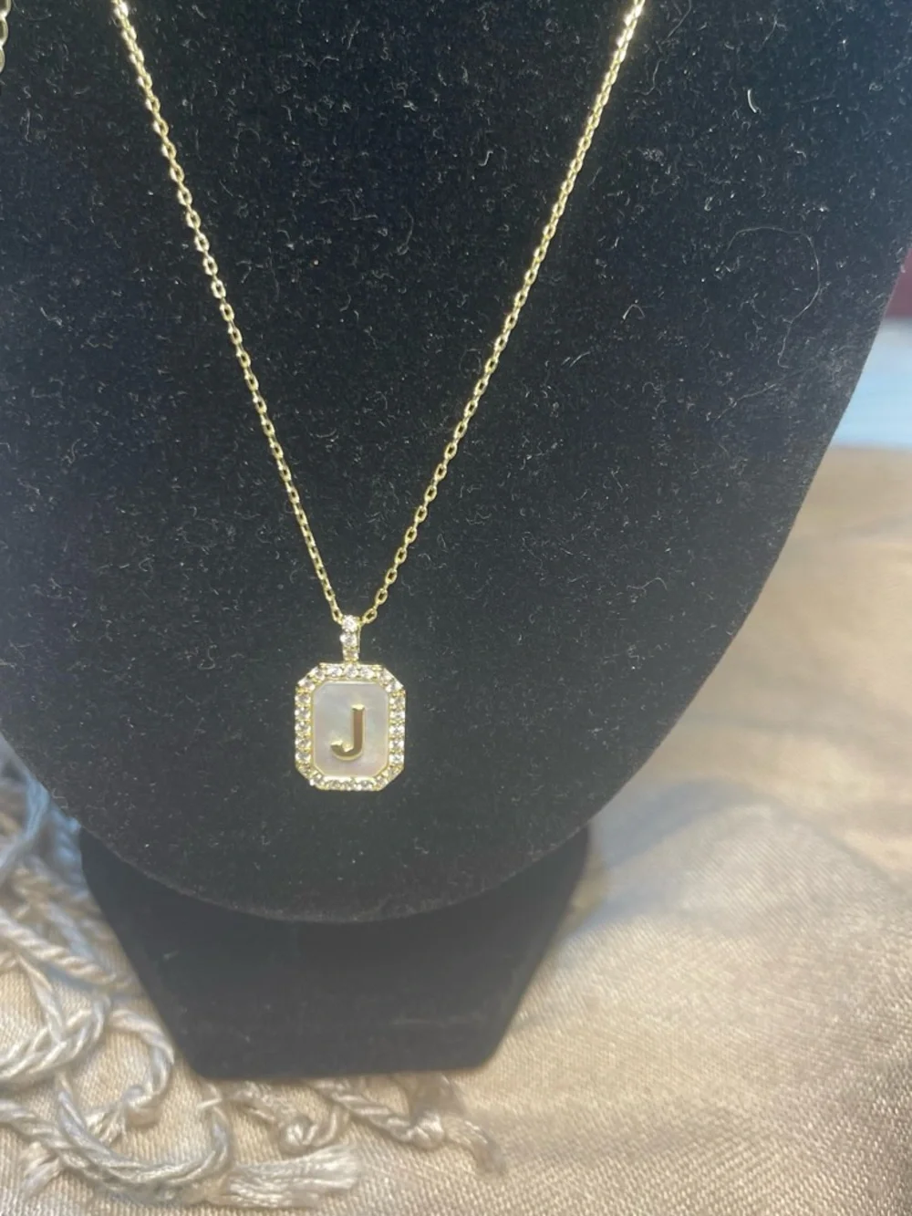 Marsha Jewelry woman’s Gold Tone Letter J Initial Rhinestone Pendant Necklace